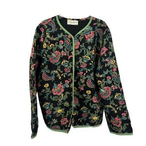 Vintage‎ Women's Quilted Paisley Button Front Jacket- Size Large